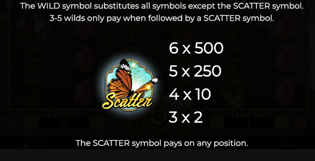 <strong>The only bonus feature in Easter Spins is the Butterfly Scatter.</strong>