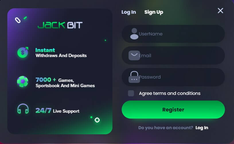 Jackbit Casino Canada Account Registration