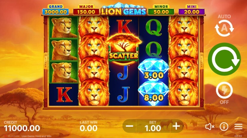 Lion Gems Hold and Win Slot Game