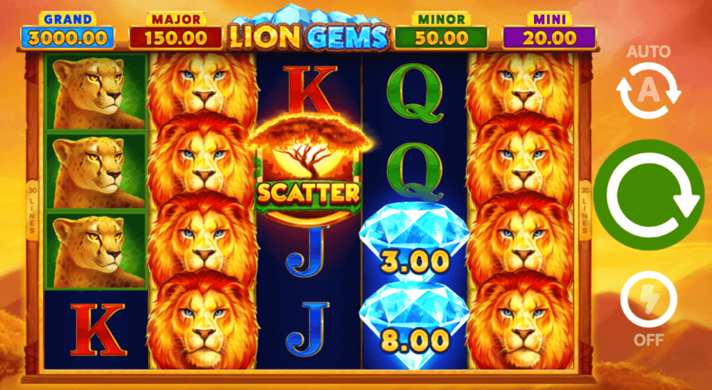 Lion Gems Hold and Win has a Savanna theme complete with eye-catching graphics for Canadian players.