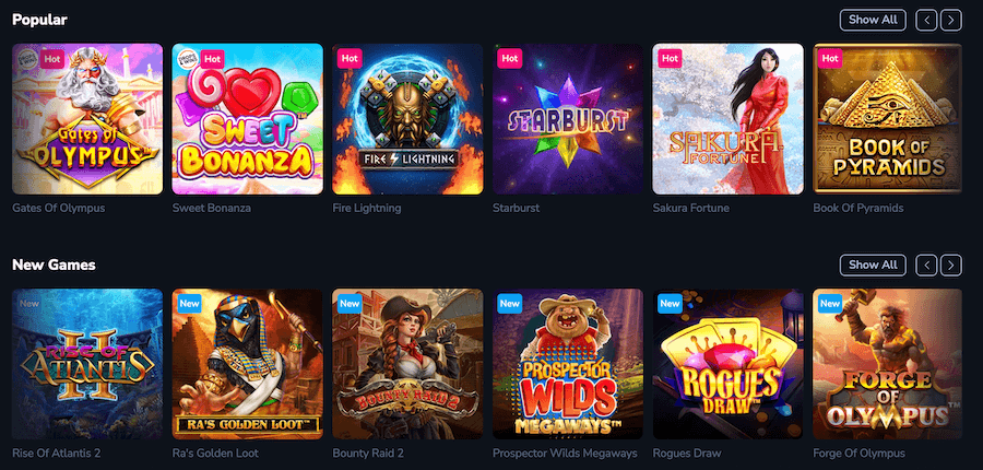 This fairly recent online casino, licensed in Curaçao, is now welcoming Canadian players. With a diverse game selection of over 5,000 that features slots, table games, crash games, and live dealer options, it also offers convenient payment alternatives such as Interac. A potential area for enhancement could be lowering the wagering conditions.