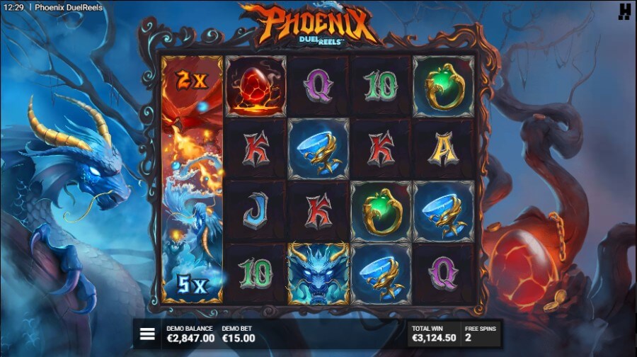 In the event of a bonus game activation, players are first given the chance to gamble their free spins. They can opt for  <strong>either a bonus round with increased spins or a chance to upgrade to the Rise of the Phoenix</strong>  game if they previously obtained the Fire and Water bonus. Those who decide to gamble will select one egg from five available options to reveal their prize. However, the egg could be empty,  <strong>leading to the loss of the entire free spins round</strong> . Successful gambles allow players to take two additional gambles after their first.