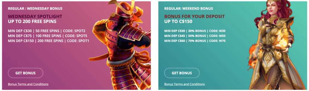 Weekly promotions at Boho Casino include the potential for up to 200 Free Spins every week, contingent upon having lost at least $300 during the previous week. Losses of $750 or more result in a 7% cashback, escalating to 10% for losses of $1,500 or greater.