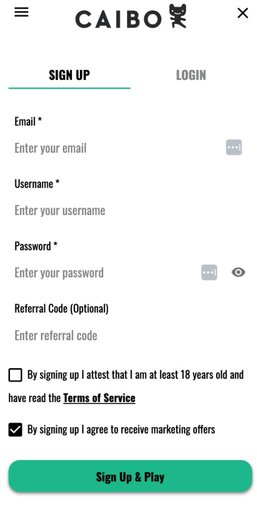 Just provide an email address, choose a password and username, then hit ‘Sign up and Play’. Within seconds, you will receive a verification email.