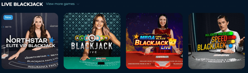 Discover a variety of live casino games offered by NorthStar Bets in Canada.