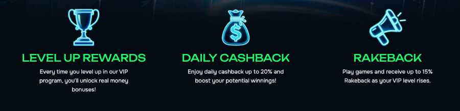Cash Rewards available up to $7, Daily Cashback of up to 3%, Maximum cashback reaching $9, and Rakeback up to 2%.