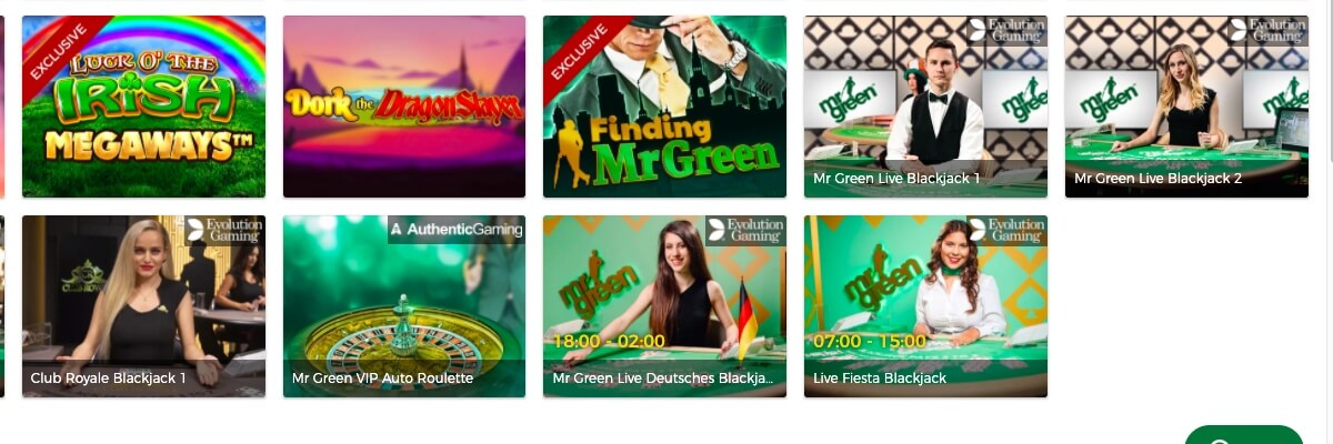 Mr. Green branded tables