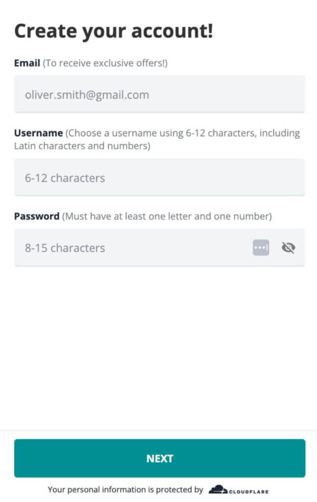 Simply click to create an account at the bottom.