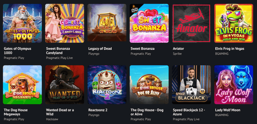 In Canada, OshCasino boasts a portfolio of around 2,500 games, which includes a live dealer section, numerous popular slot titles, scratch cards, crash games, and more. However, it currently does not feature game shows or tournaments.