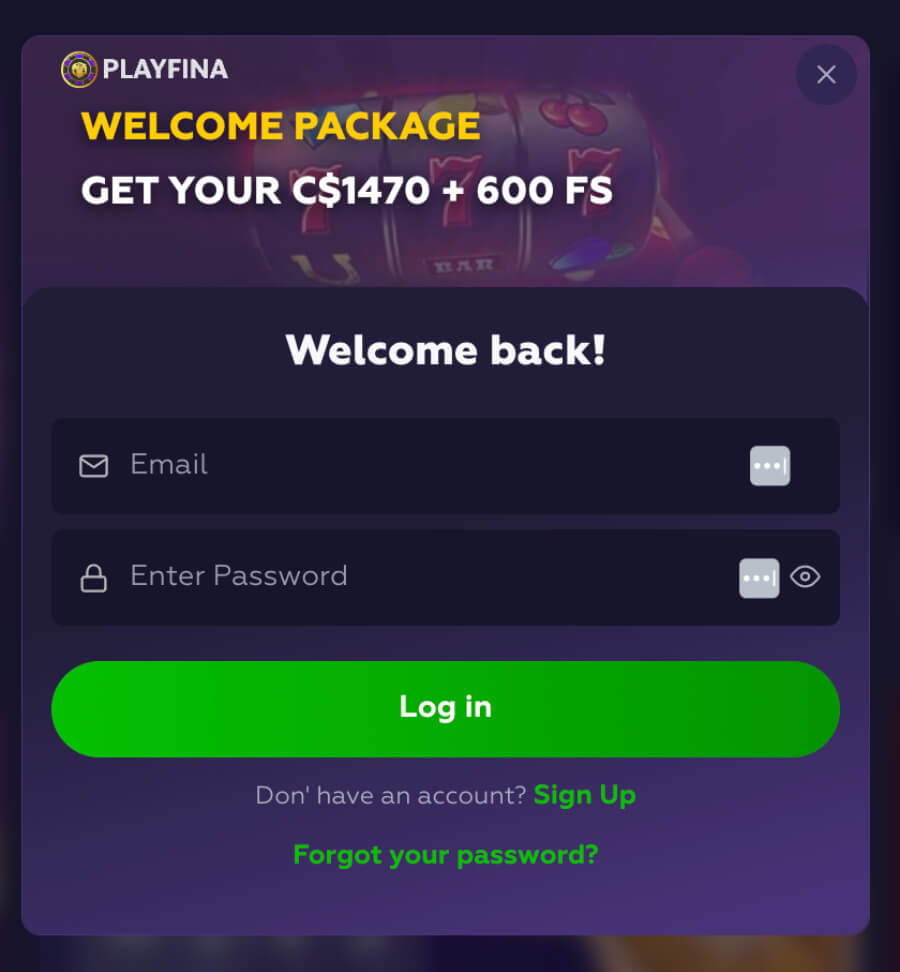 Playfina account registration process for Canada casino reviews