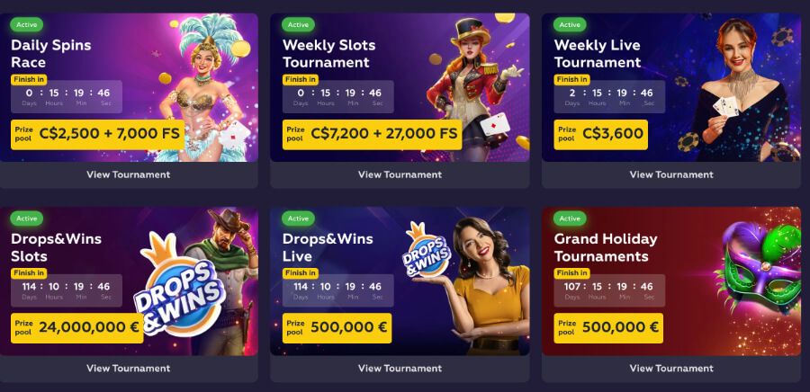 playfina tournament offerings in Canada casino reviews