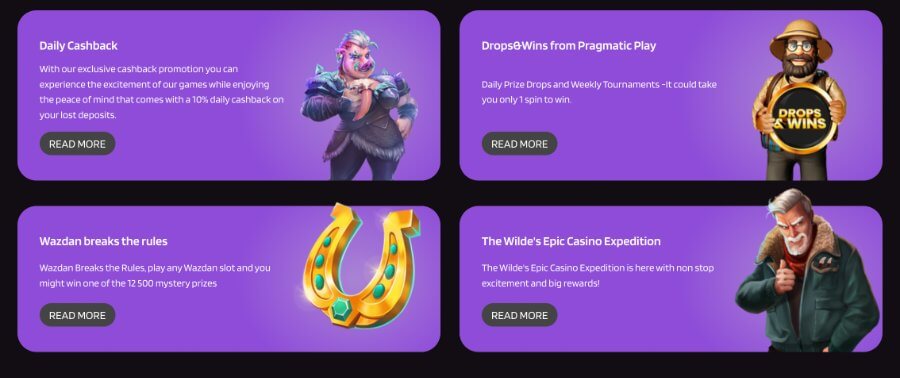 The promotions page is visually appealing, although we would appreciate a wider selection.