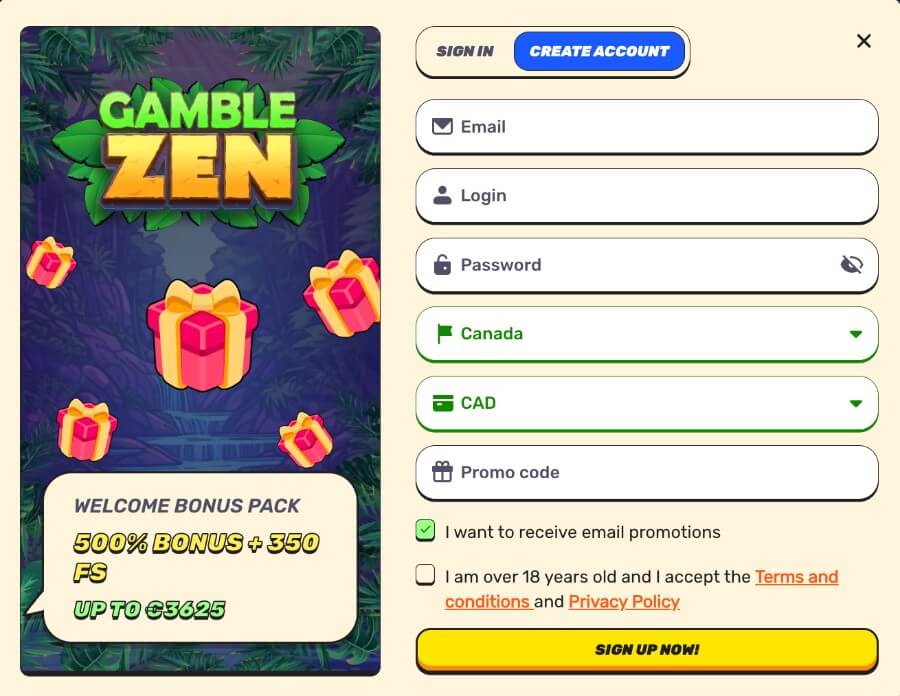 sign up at gamblezen casino - canada casino