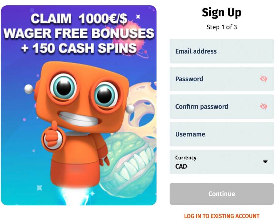 simple account registration at happy hugo - canadian online casino