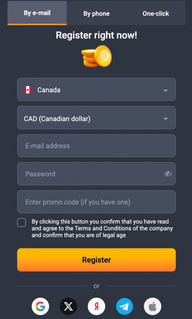 registration process at jvspinbet - Canadian casino.