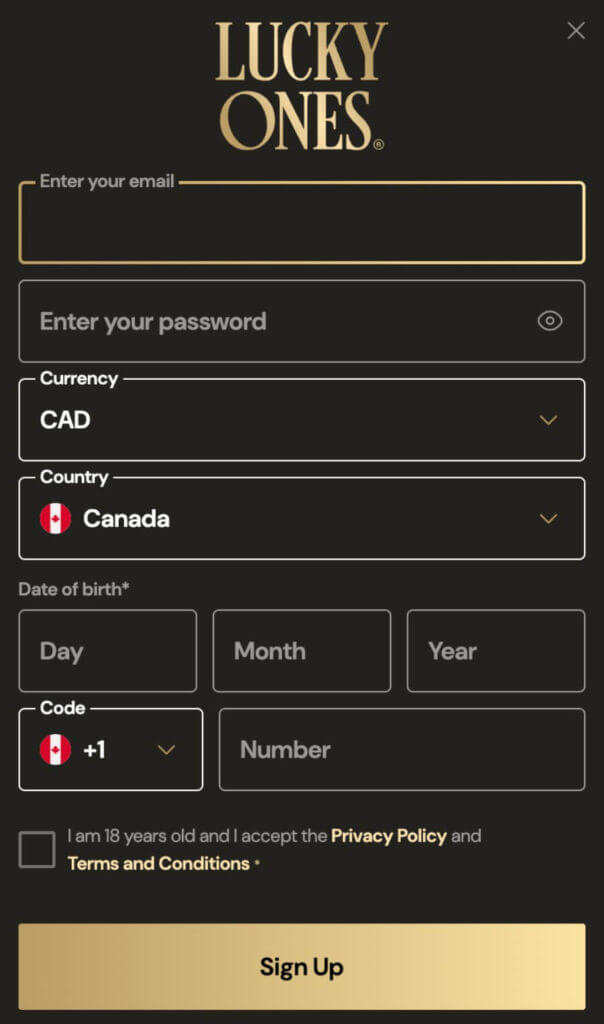 Lucky Ones has streamlined the registration procedure.
