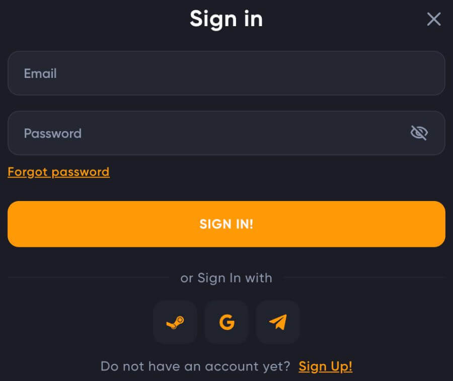 To create a new account at Spinarium, just follow these straightforward steps: