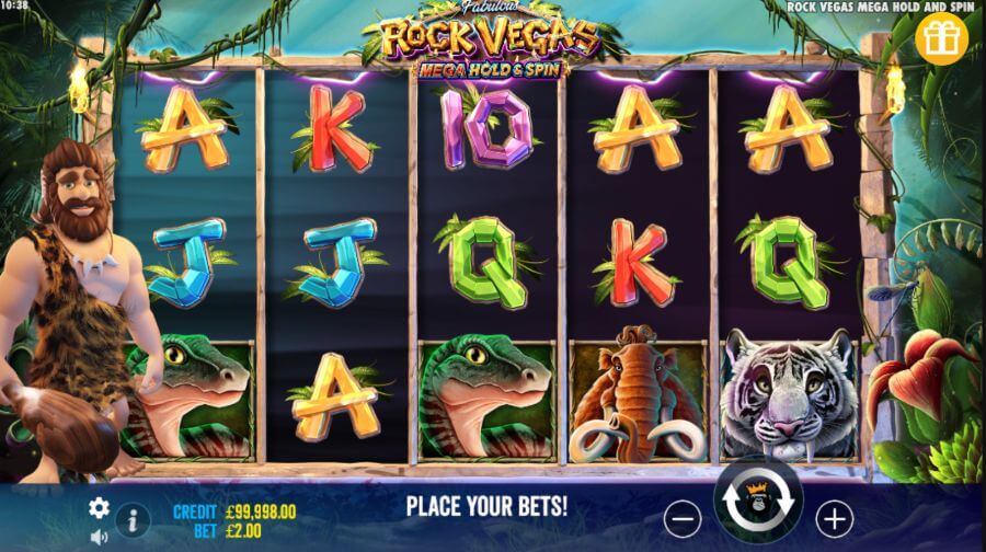Unleash your inner caveman while playing Rock Vegas! This slot boasts a multiplier that can reach 500x and features the Mega Hold and Spin capability. Additionally, players can enjoy free spins and partake in a key collection mini-game that can yield bonuses and cash prizes up to 500x your total bet. This high volatility game offers a <strong>maximum win of 10,000 times your wager.</strong>