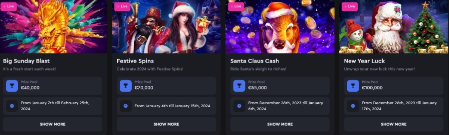 We appreciate the wide variety of offers and tournaments available. However, it's important to note that deposits made with cryptocurrency generally don’t qualify for many promotions.