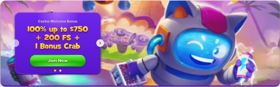 Welcome offer at RoboCat Casino - Canadian players can enjoy this bonus.
