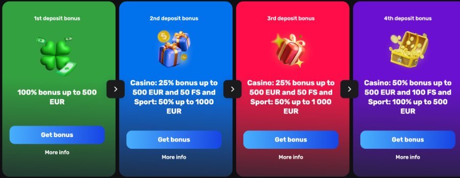 For the 1st deposit: enjoy a 100% match bonus up to $500 with the bonus code <strong>wincity1</strong> .